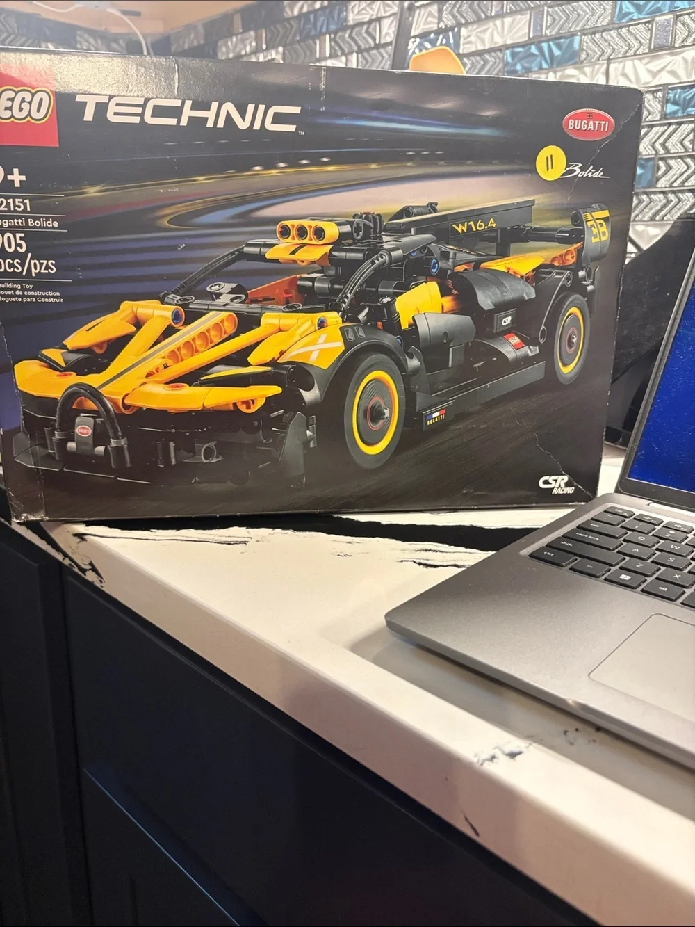 Lego Technic Yellow and Black Bugatti Bolide Build Set